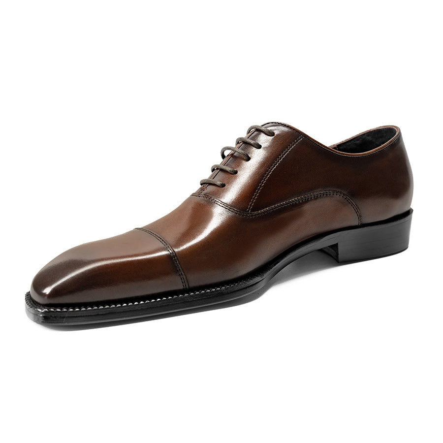 Men's Formal Wear Square Toe High-grade Cowhide Men's Business Leather Shoes