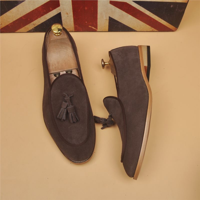 Men's Fashion Slip-on Breathable British Cowhide Height Increasing Insole Men's Business Leather Shoes