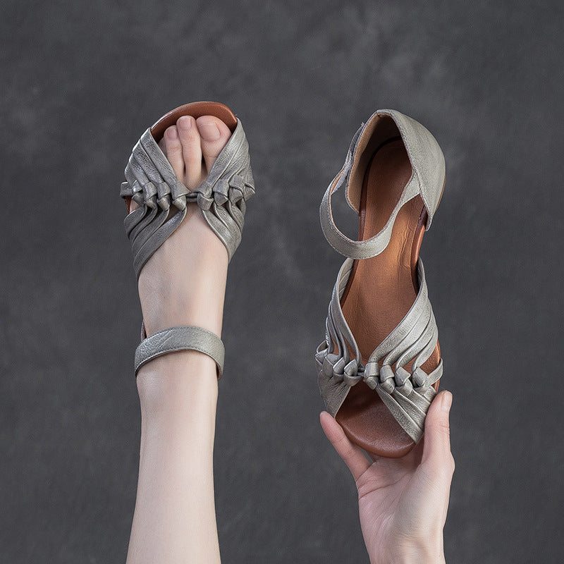 Women's Toe Hollow Hand-woven Affordable Luxury Fashion Flat Sandals
