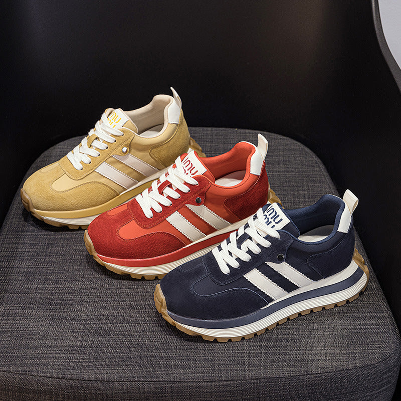 Women's Spring Retro Cortez Dad Platform Height Increasing Insole German Sneakers