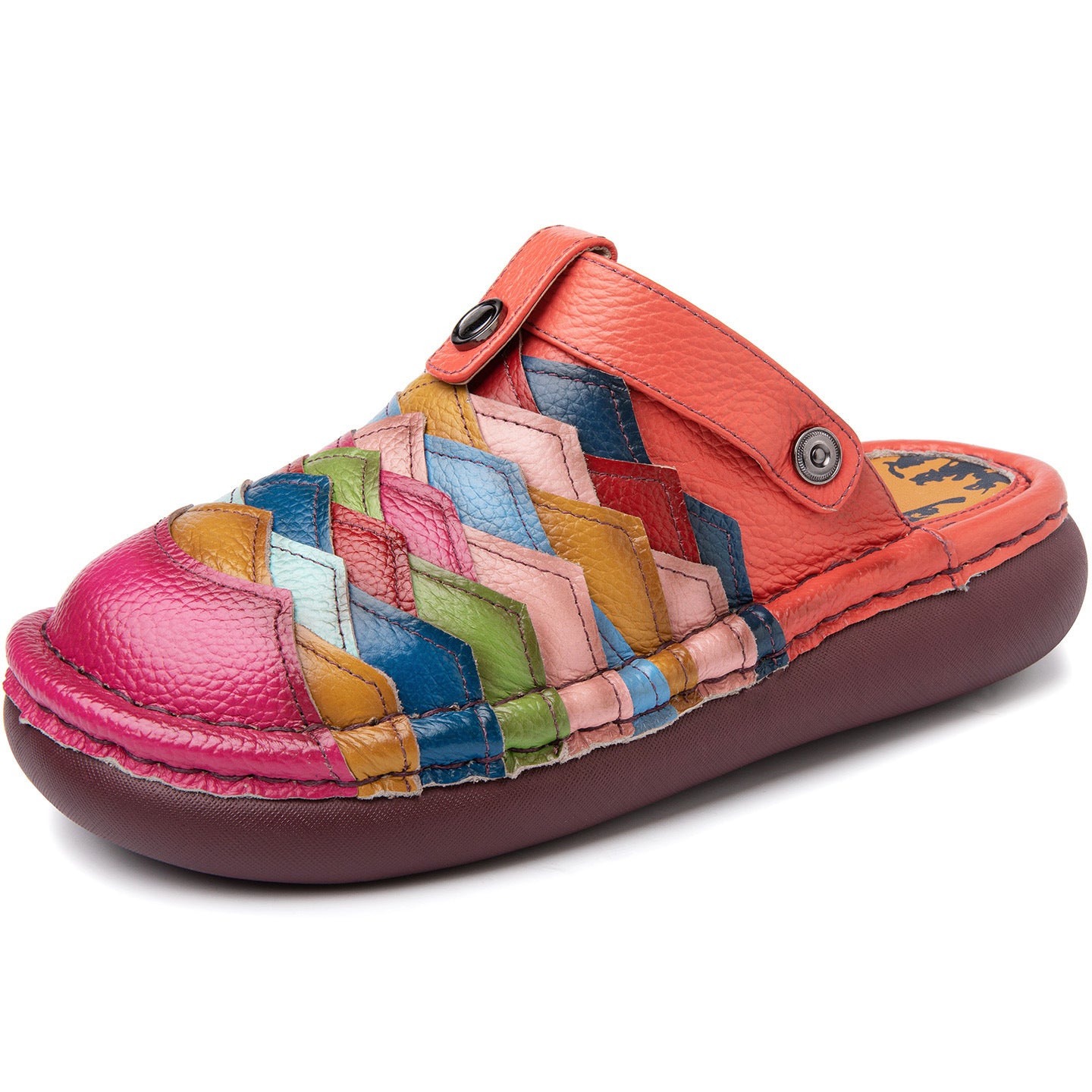 Women's Handmade Genuine Outer Wear Ethnic Style Rainbow Dual-purpose Toe Slippers