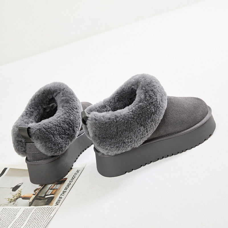 Insole Platform Female Winter Slip-on Fur Integrated Women's Snow Boots