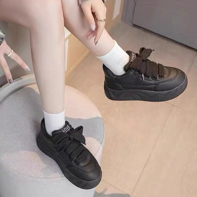 Thick Bottom Versatile Comfortable Bread Fashion Trends Height Increasing Women's Board Shoes