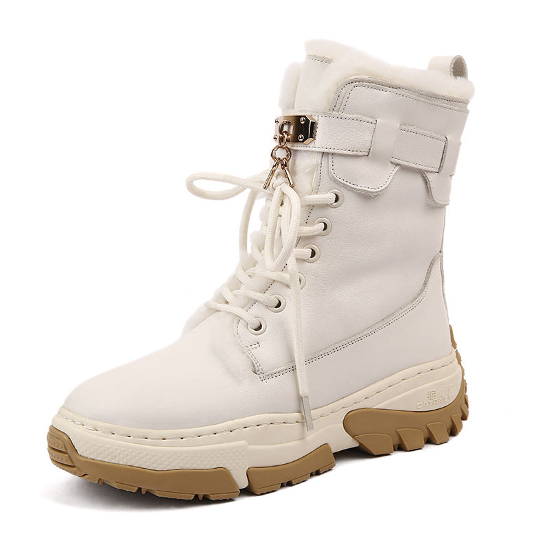 Women's Integrated Lock Head Thick Bottom Fleece-lined Snow Boots