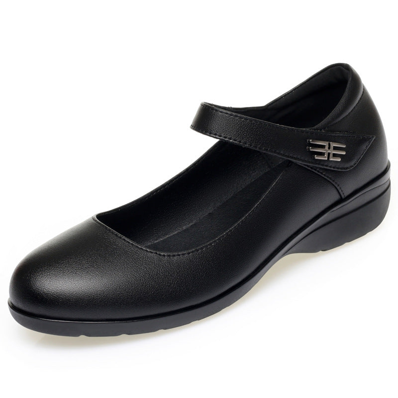 Women's Pumps Soft Bottom Nurse Flat Surface Large Leather Shoes