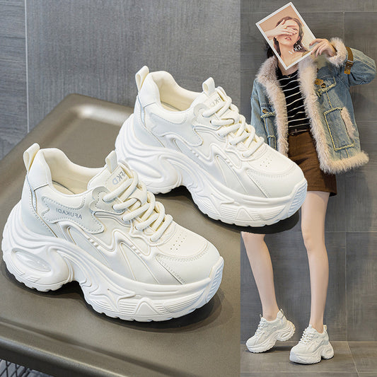 Women's Spring Korean Style Hidden Platform White Wedge Women's Casual Shoes