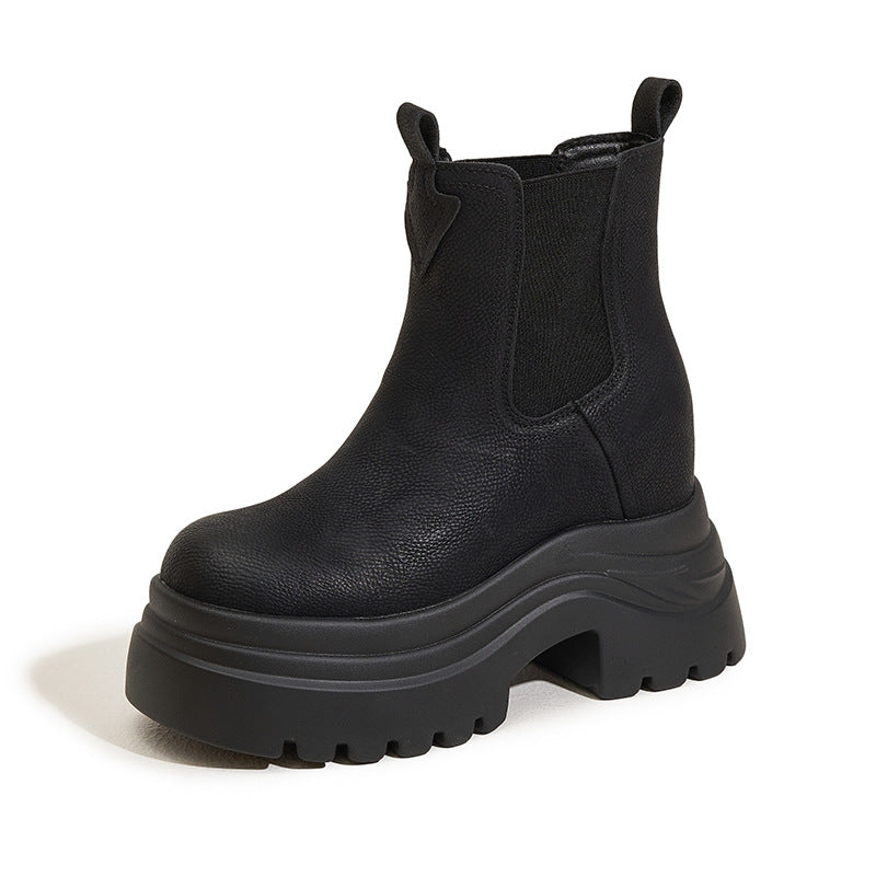 Women's High Platform Height Increasing Insole Retro Boots