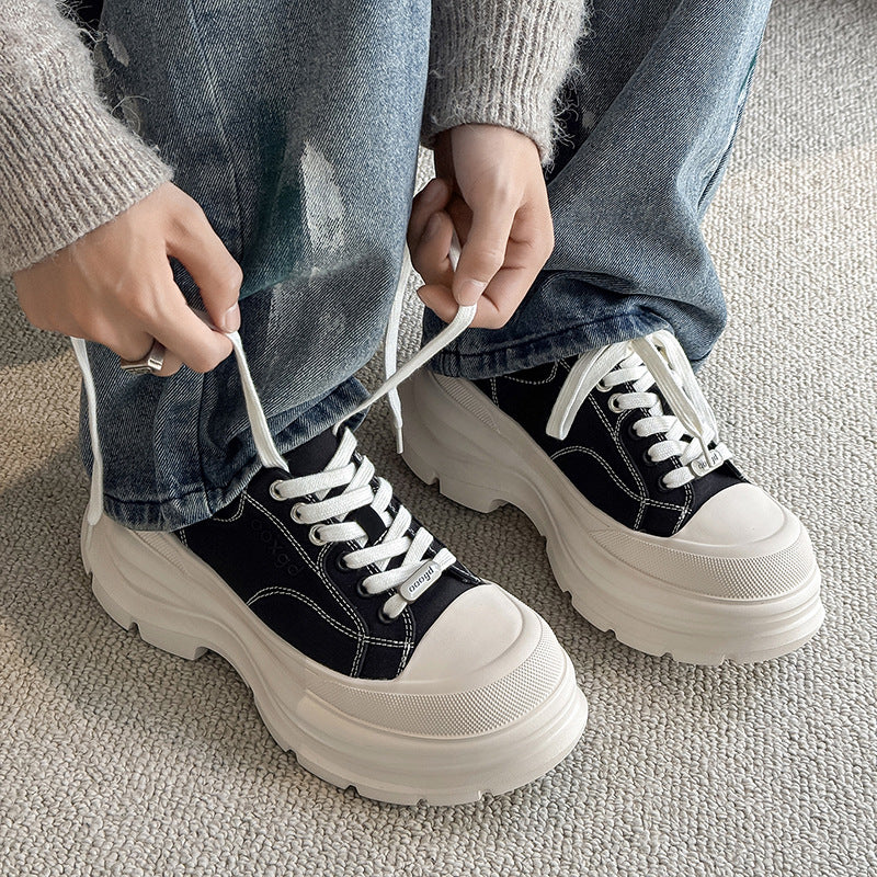 Women's & Men's Thick Sole Increased Lightweight Daddy Breathable Canvas Shoes