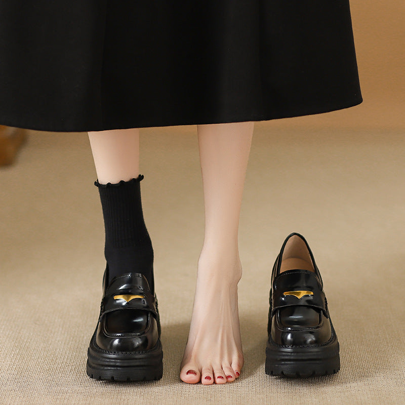Women's Slip-on Small British Platform Round Head Loafers