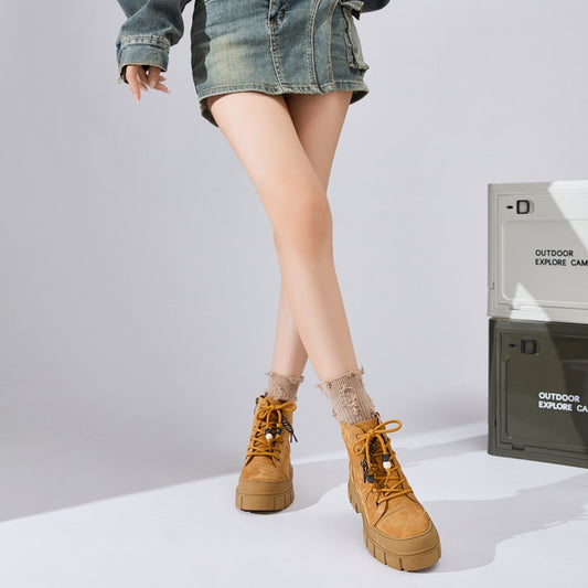 Women's Zip Platform Increased Worker Martin Outdoor Hiking Boots