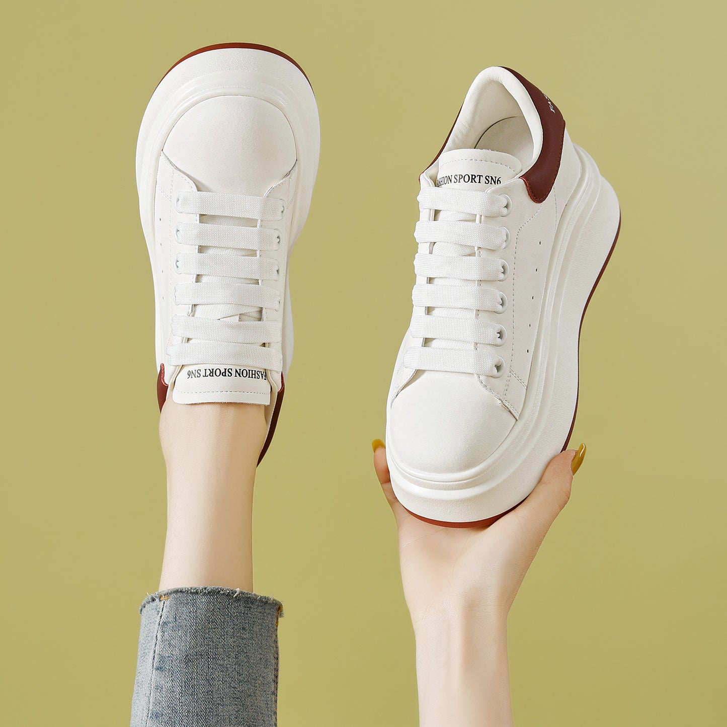 Women's Small Genuine Thick-soled Mcqueen White Spring Men's Shoes