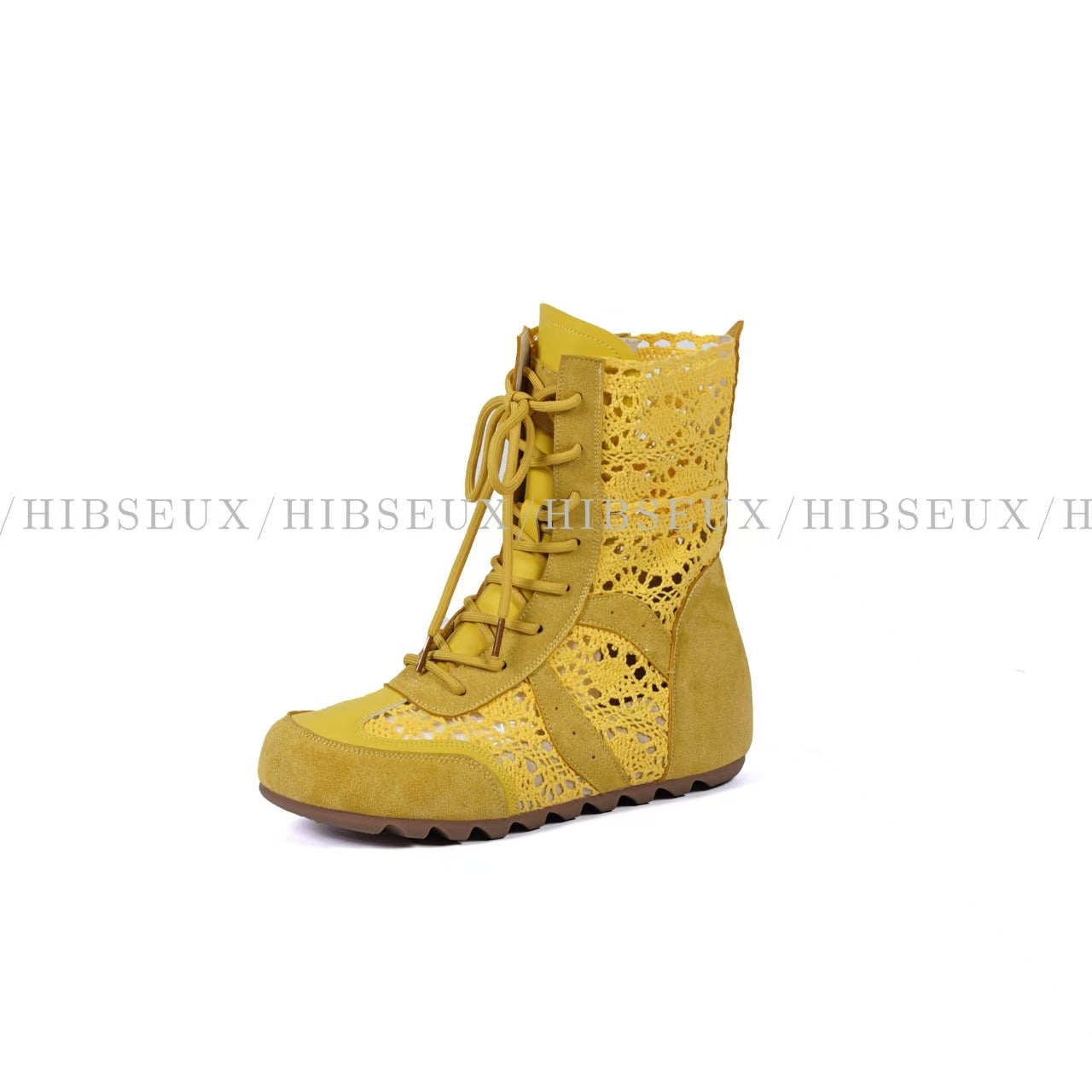 Women's Bottom German Training Hollow Out Breathable Women's Leather Boots