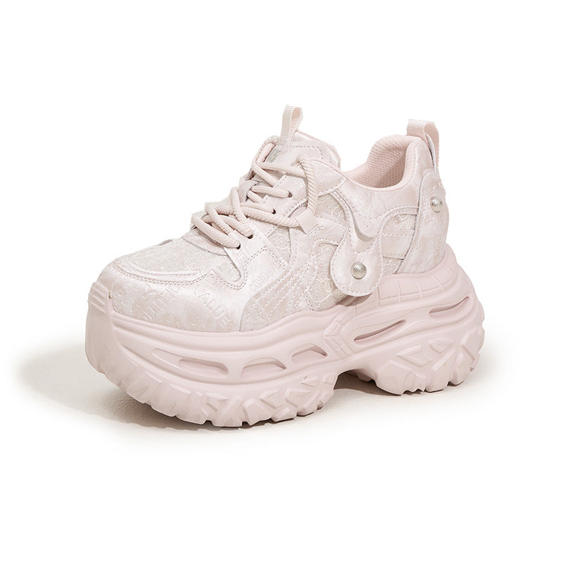 Women's Platform Dad Spring Fashion Mesh Portable Height Increasing Women's Sports Shoes