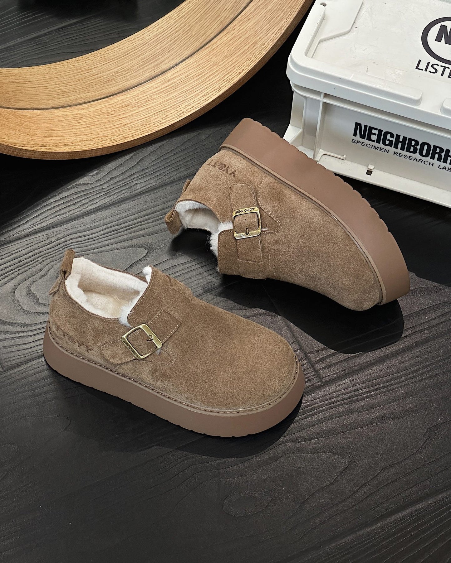 Women's Thick-soled Winter Fleece-lined Slip-on Platform Warm Loafers