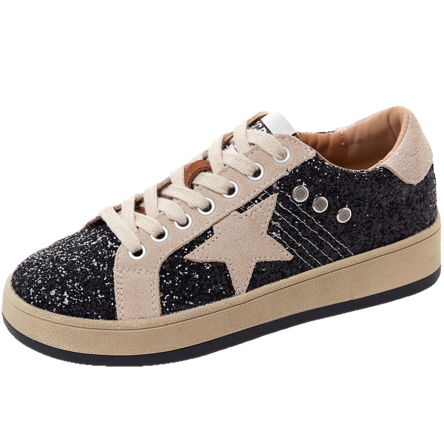 Women's Her Sequins Golden Goose Autumn Distressed Star Round Toe Women's Casual Shoes
