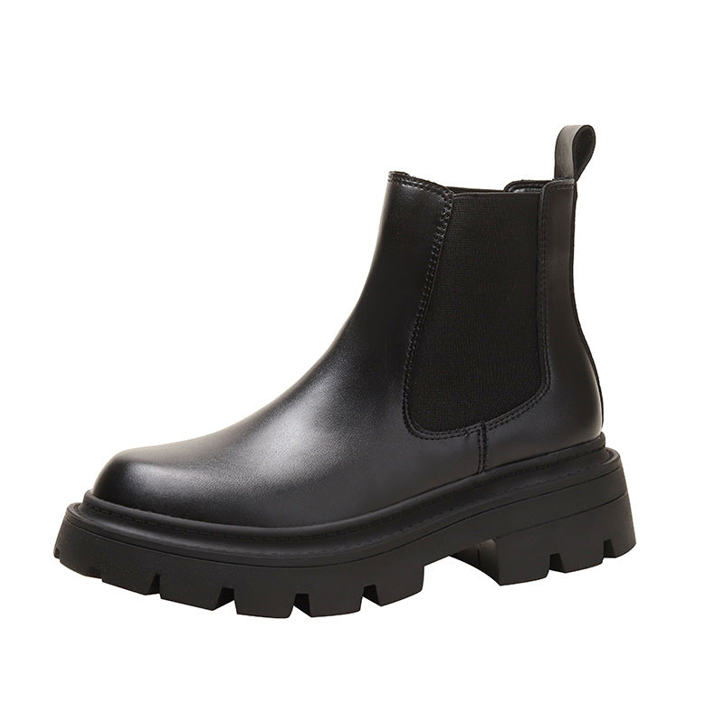 Women's Thick-soled Chelsea Short Knight Cool British Style Women's Leather Boots