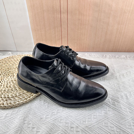 Men's Formal Lace Wedding Green British Inner Height Men's Business Leather Shoes