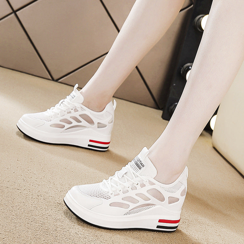 Women's Thick Bottom Inner Height Increasing Small Slimming Mesh Breathable Women's Casual Shoes