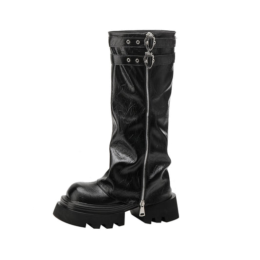 The Knee Slimming Knight Pile Style Long Small Boots