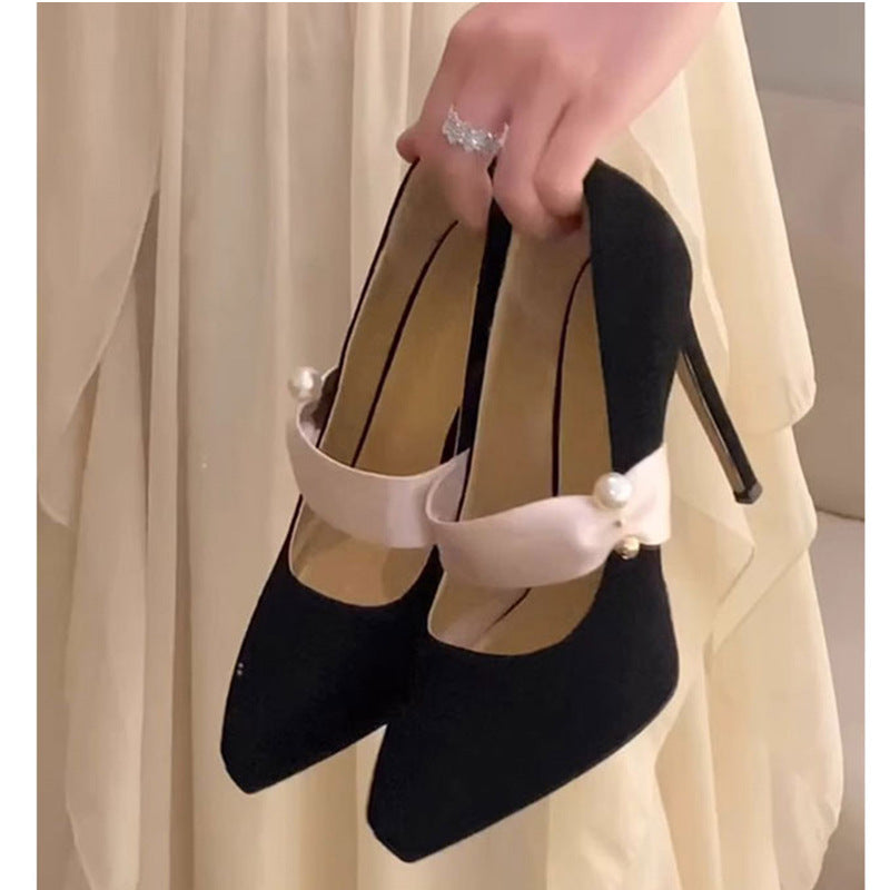 Women's Hepburn Style Gentle Small Waterproof Platform Heels