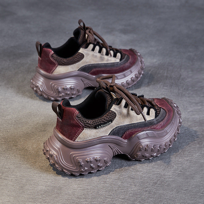 Women's Genuine Thick Bottom Vintage Pineapple Durian Dad Sneakers