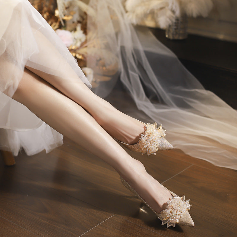 Women's Wedding Not Tired Feet Dress Two-way Wear Crystal High Women's Fashion Shoes