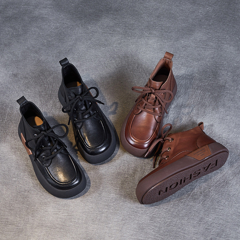 Women's Booties Flat Retro Round Head Female Boots