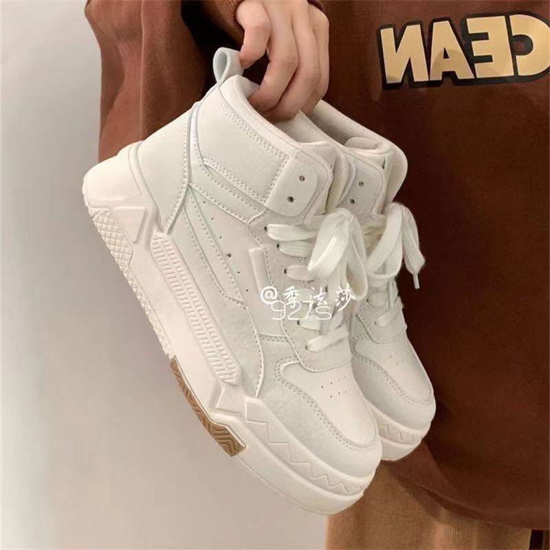 Women's Autumn High Top White Niche Fashion Sports Sneakers