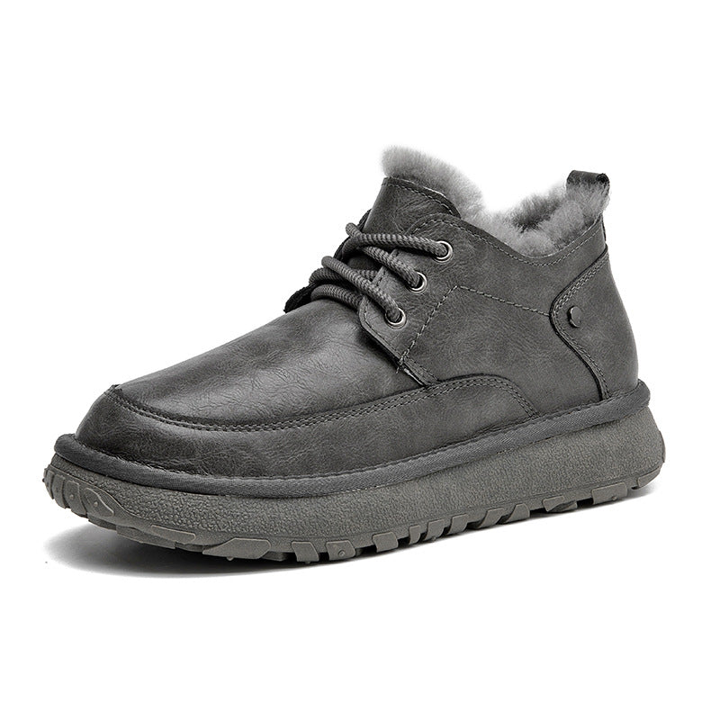 Men's Winter Sheep Fur Integrated Fleece Lined Padded Warm Keeping Snow Boots
