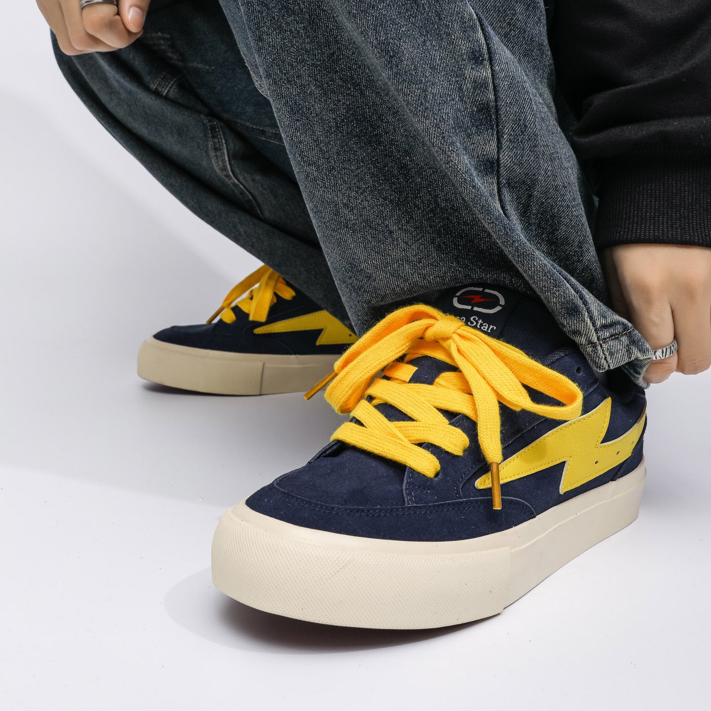 Men's Flash Ding Blue Yellow Series Bread Spring Versatile Men's Canvas Shoes