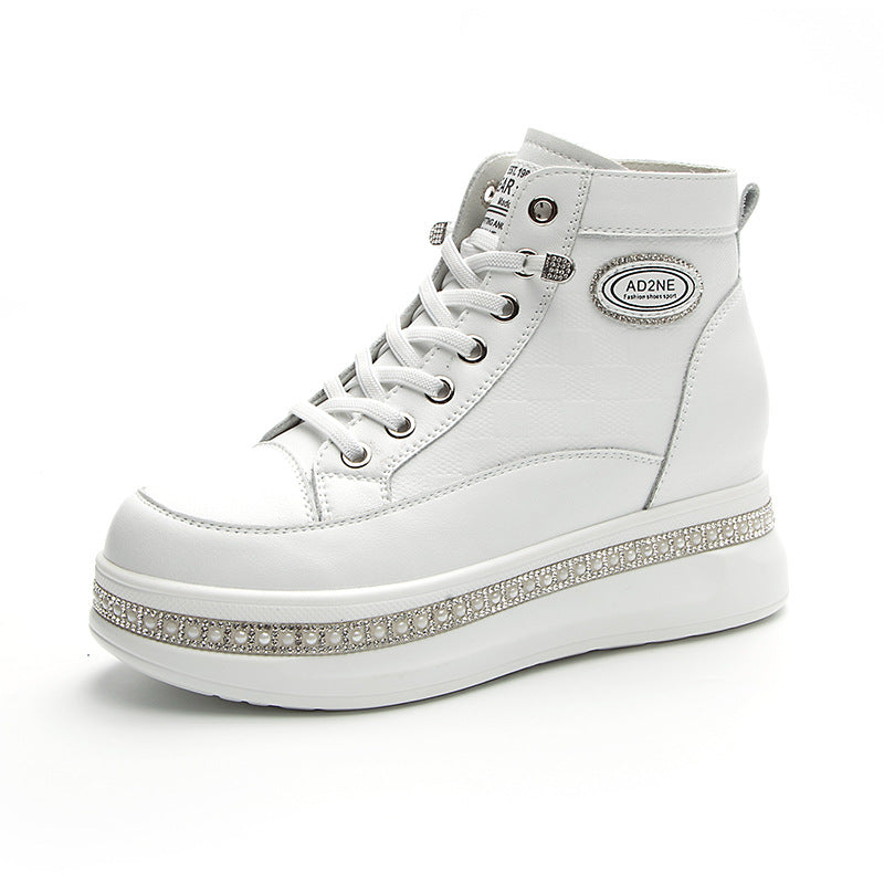 Women's Platform Muffin Height Increasing Insole Genuine Sneakers