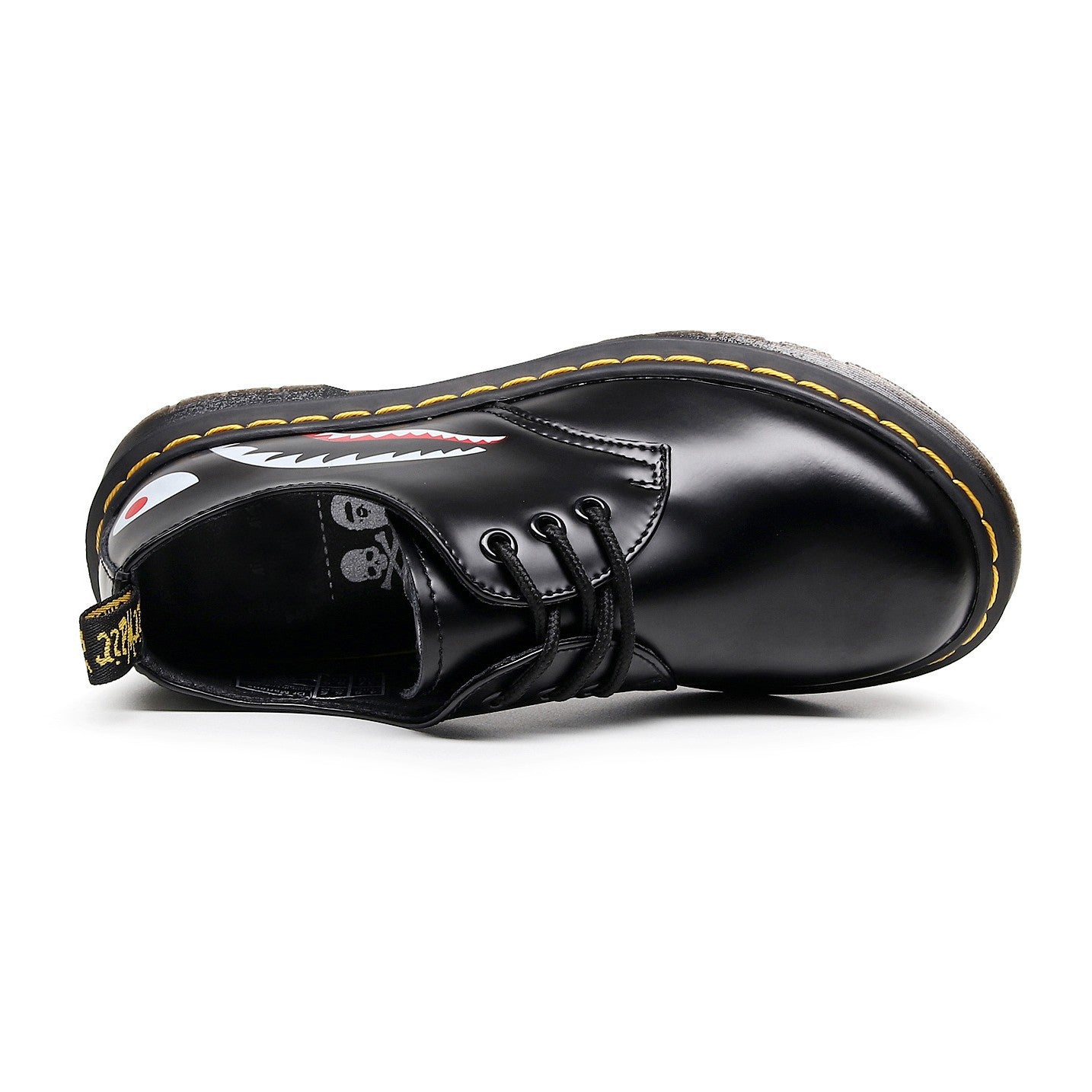 Women's Large Size Thick Bottom Small Mirror Round Head Patent Muffin Leather Shoes