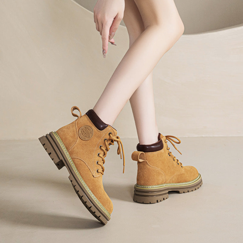 Women's Martin Autumn Soft Bottom Retro Short Cow Boots