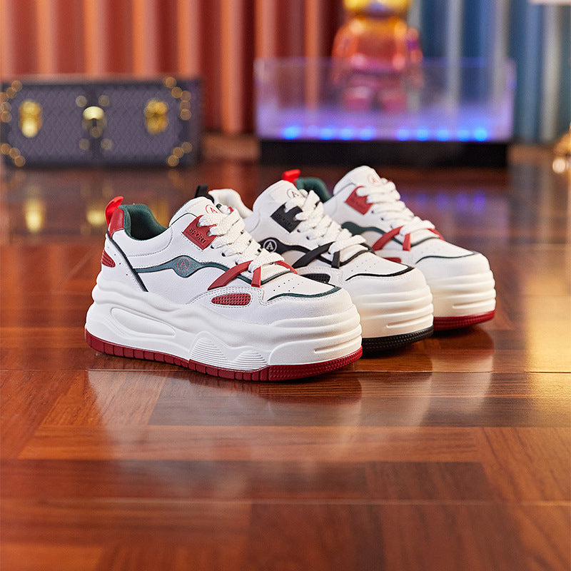 Women's Spring Hidden White Platform Wedge Daddy Sneakers