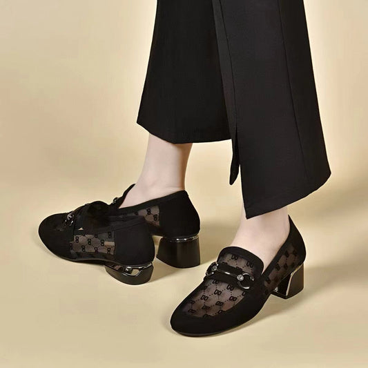 Women's Simple Breathable Rhinestone Two Kinds Of Height Surface Extra Large Loafers