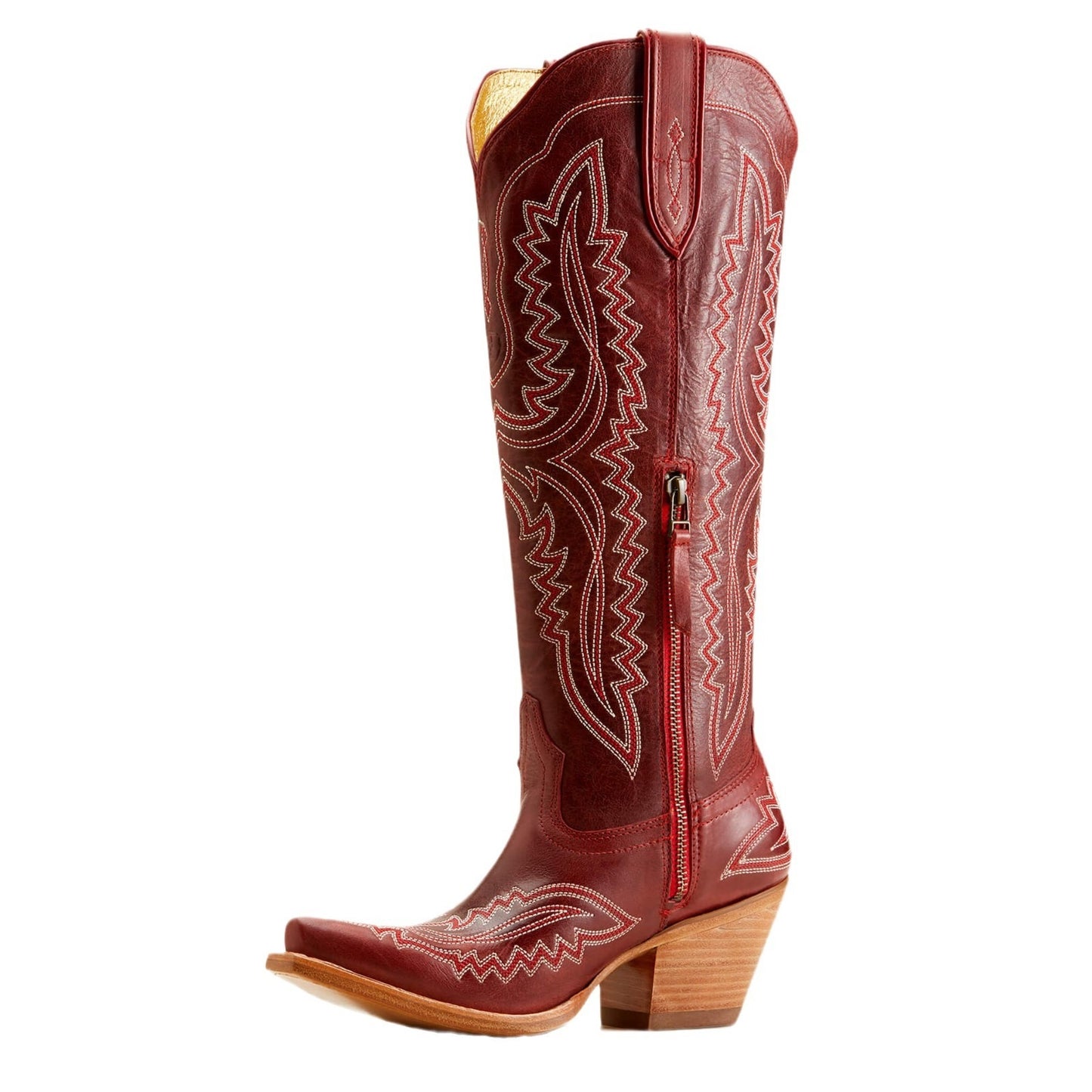 Toe Chunky High Tube Large Size Western Women's Leather Boots
