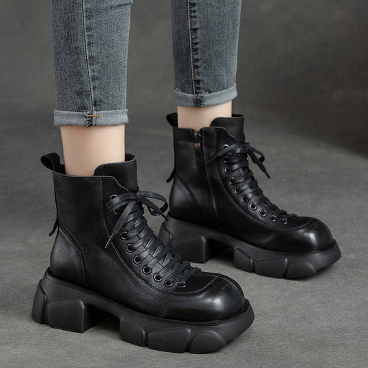 Women's & Men's Shu First Layer Cowhide Retro Style Men's Shoes