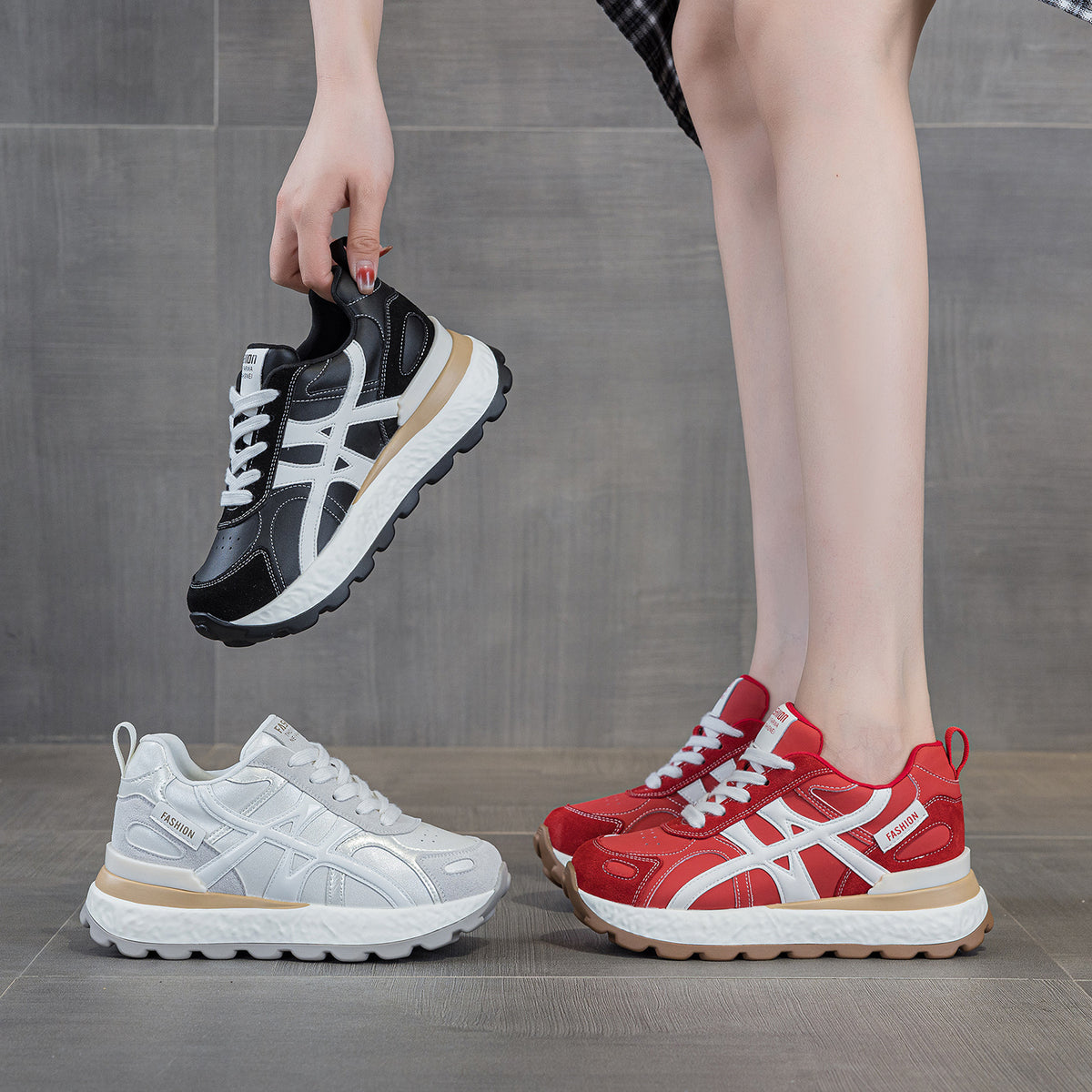 Women's Small Platform Heightened Daddy Breathable Lightweight Women's Casual Shoes