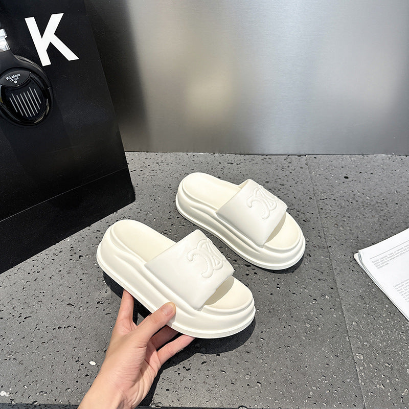 Women's Summer Outdoor Thick Bottom Fashion Velcro Word Thick-soles Slippers