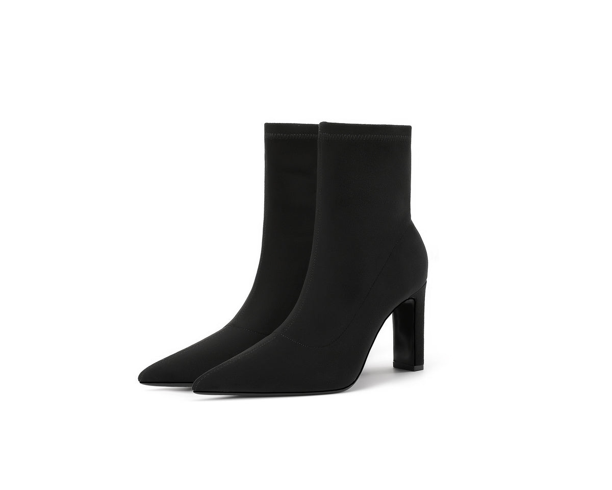 Women's Short Black Khaki Suede Socks Chunky Women's Leather Boots