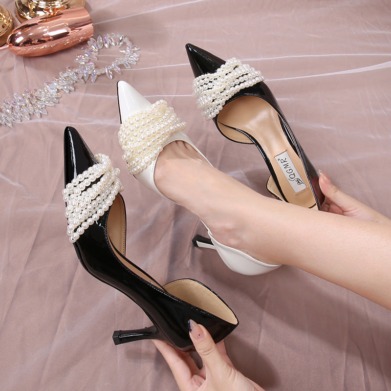 Stiletto High Pearl Fairy Style White Medium Wedding Bridesmaid Women's Fashion Shoes