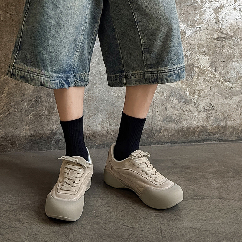 Men's High-grade Platform Big Toe Beige Men's Board Shoes