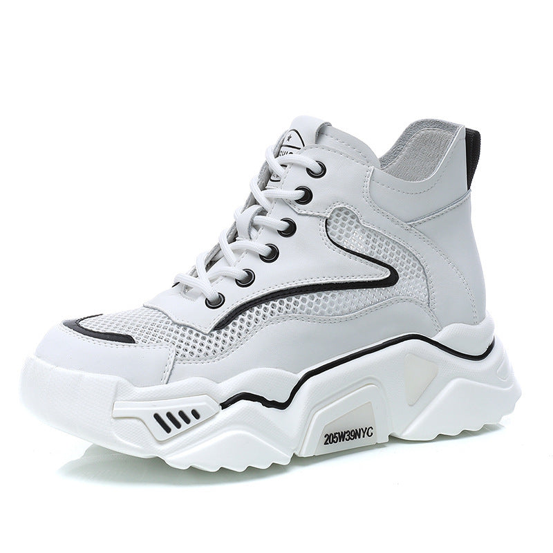 Women's Dad White Platform Mesh Breathable Sports Women's Casual Shoes