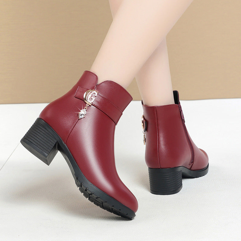 Women's Mother's Soft Bottom Mid Fleece-lined Women's Shoes