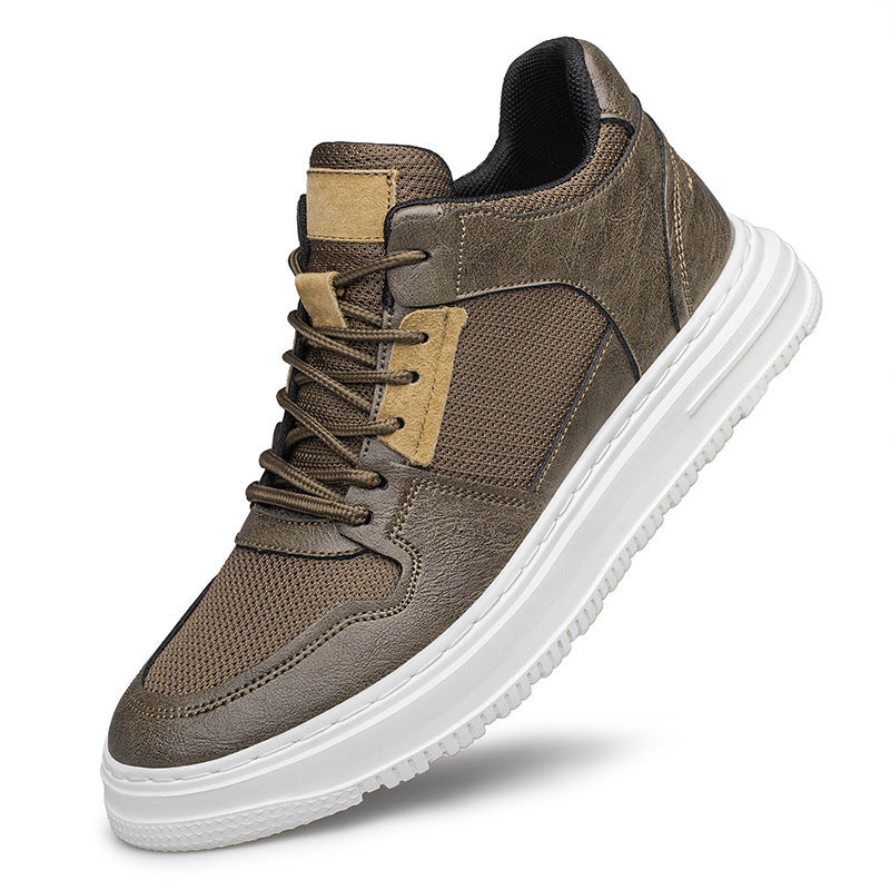 Men's Invisible Height Increasing Insole Hollow Spring Easy Leather Shoes