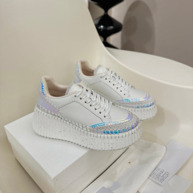 Women's Platform Elevator Wild Biscuit Shape Round Women's Casual Shoes