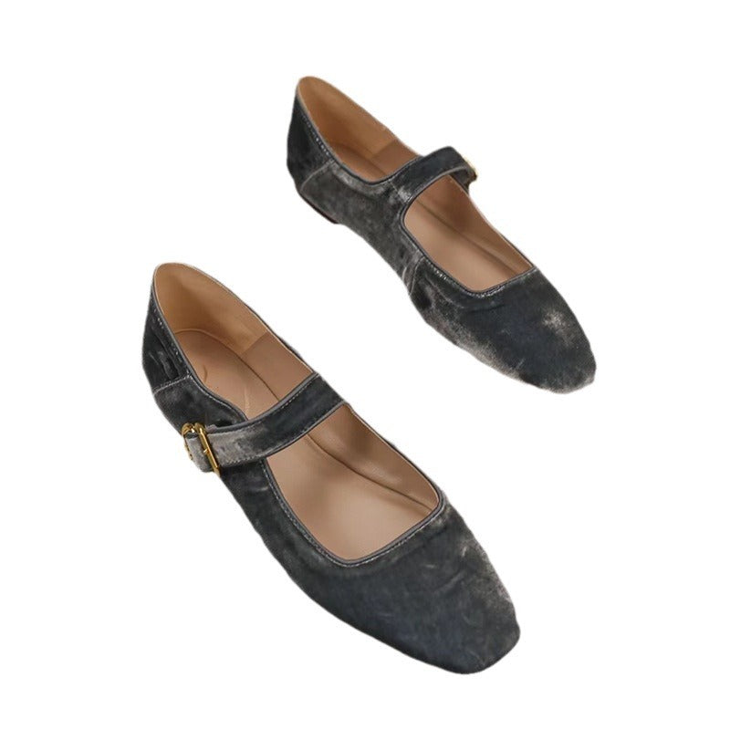 Women's Jane Flat Pumps Comfortable Square Head Women's Casual Shoes