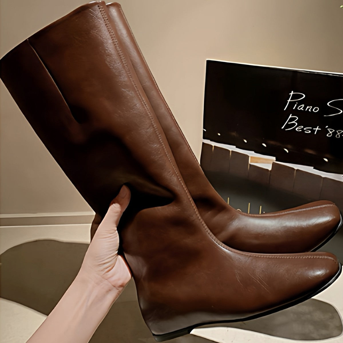 Below The Knee Korean Style British Knight Slim Fit Veet Boots