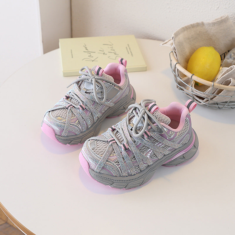 Children's Trendy Spring Retro Rhinestone Little Dad Casual Shoes