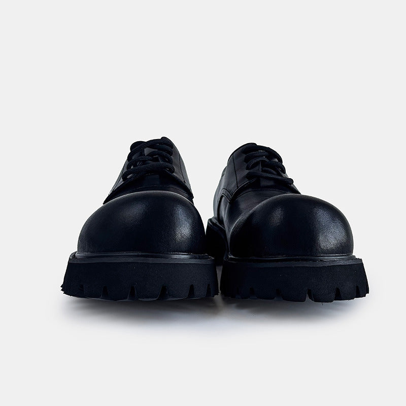 Women's & Men's Big Head Derby Thick Bottom Increased Men's Casual Leather Shoes